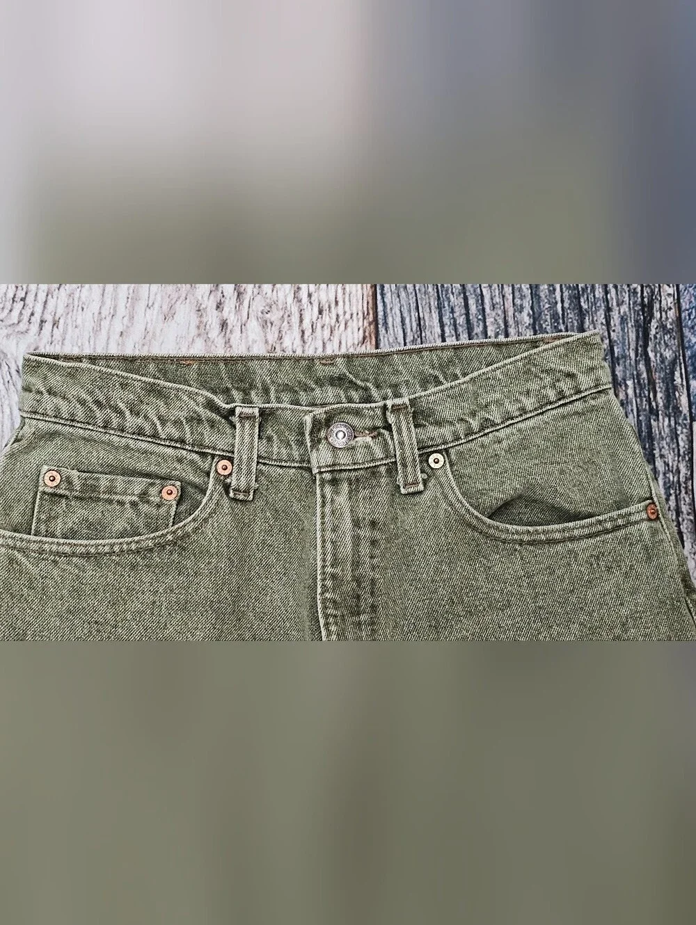 Vintage Levi's 90s Made In USA 550 Green Acid Wash Tapered Slim Jeans Size 31x34